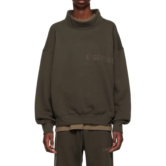 FEAR OF GOD ESSENTIALS Gray Mock Neck Sweatshirt - Picture 1 of 5